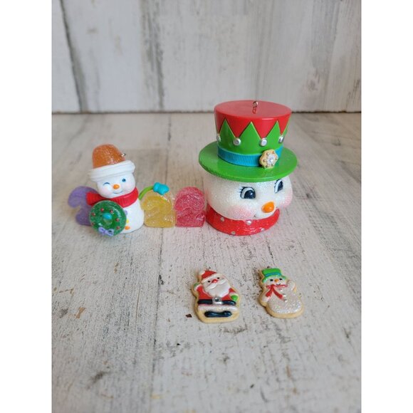 Hallmark snowman glitter cookie ornament Xmas variety set - Picture 1 of 7